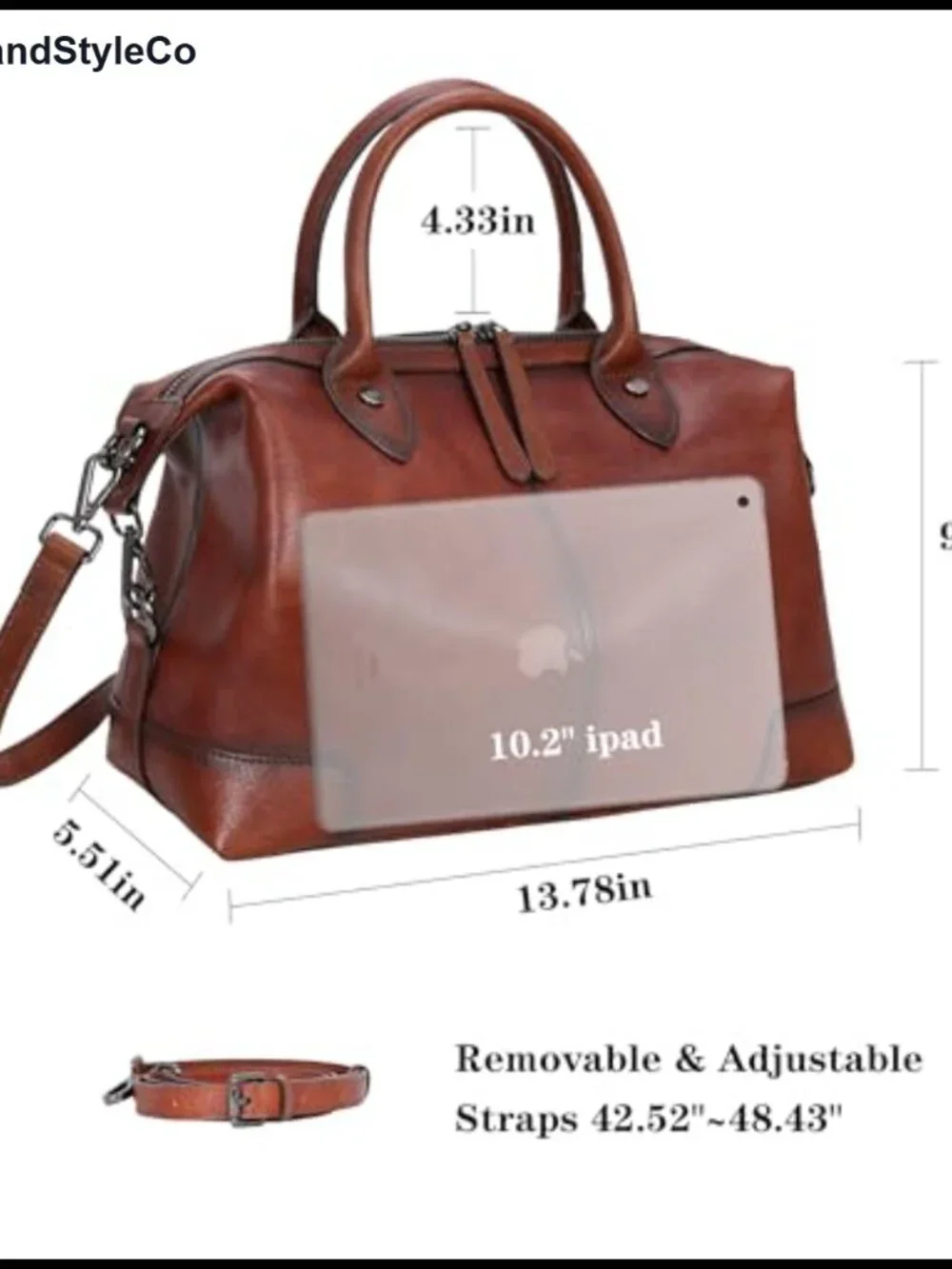 Genuine Leather Satchel Tote Bag Large Capacity Top Handle Handbag